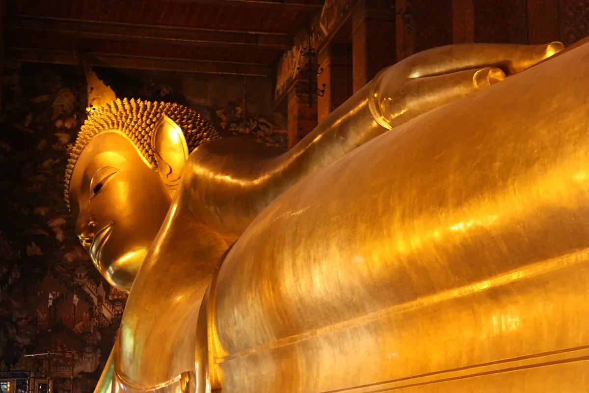 The body of the Reclining Buddha seen along the hall