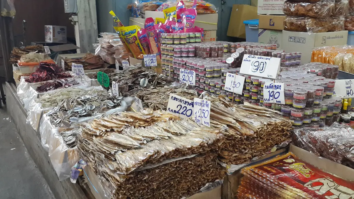 Dried seafood at the Tha Tien market