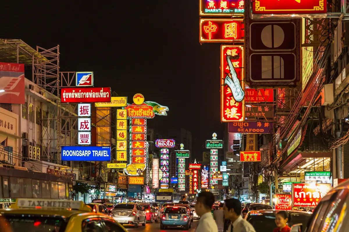 Yaowarat Road in Chinatown at night